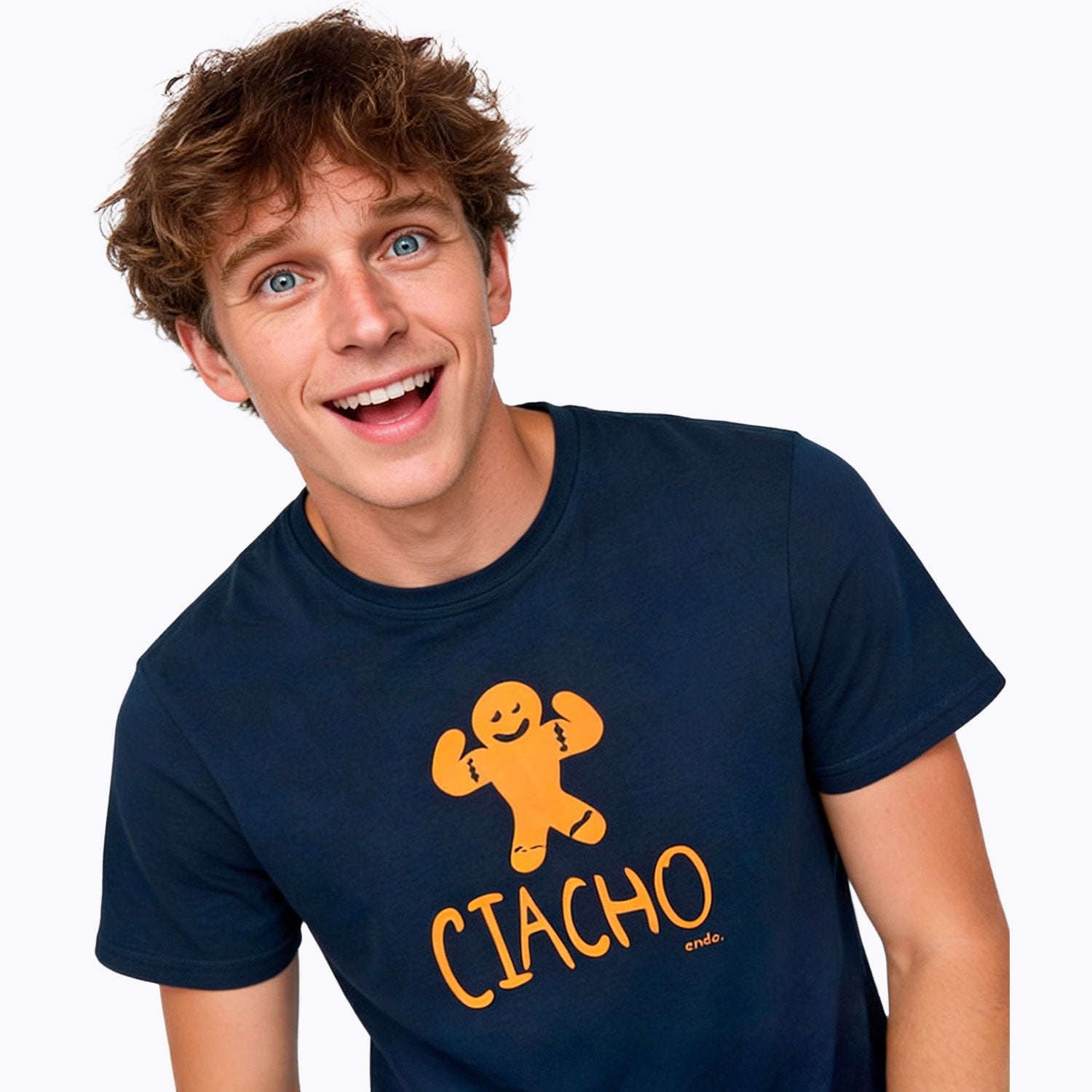 Męski t-shirt z krótkim rękawem, z napisem "CIACHO", granatowy