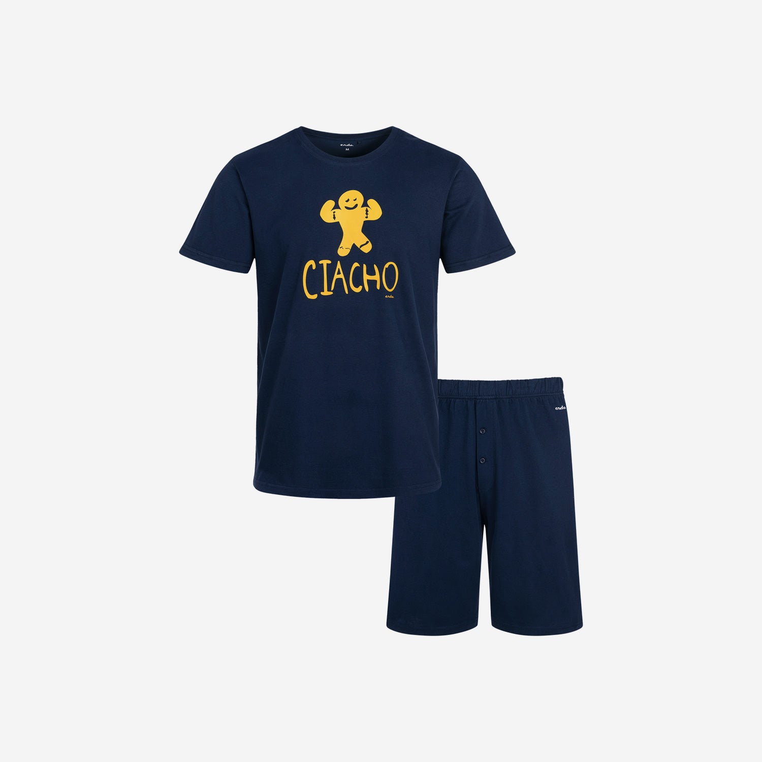 Męska piżama krótka, z napisem "CIACHO", granatowa