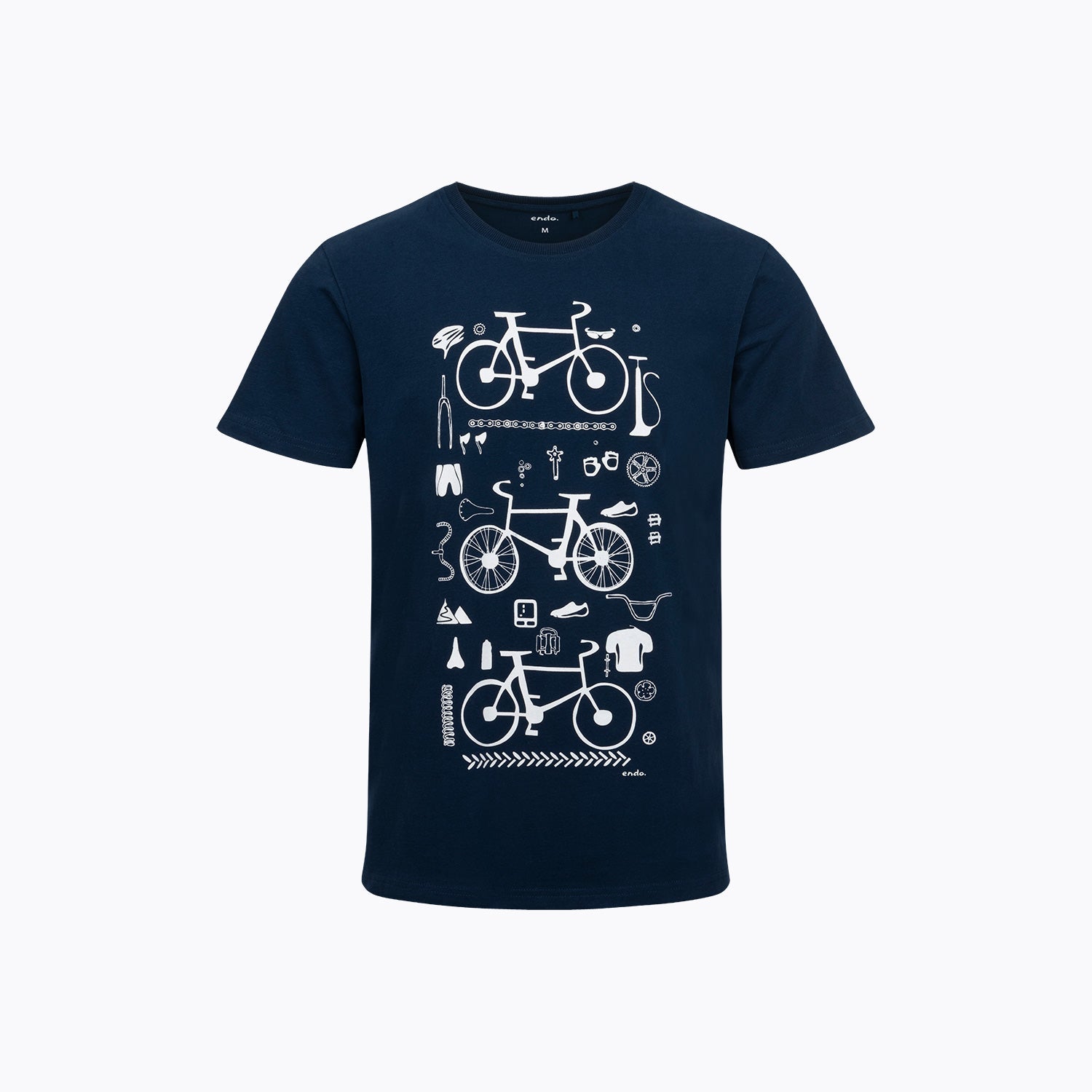 T-shirt męski z krótkim rękawem granatowy rowery trzy