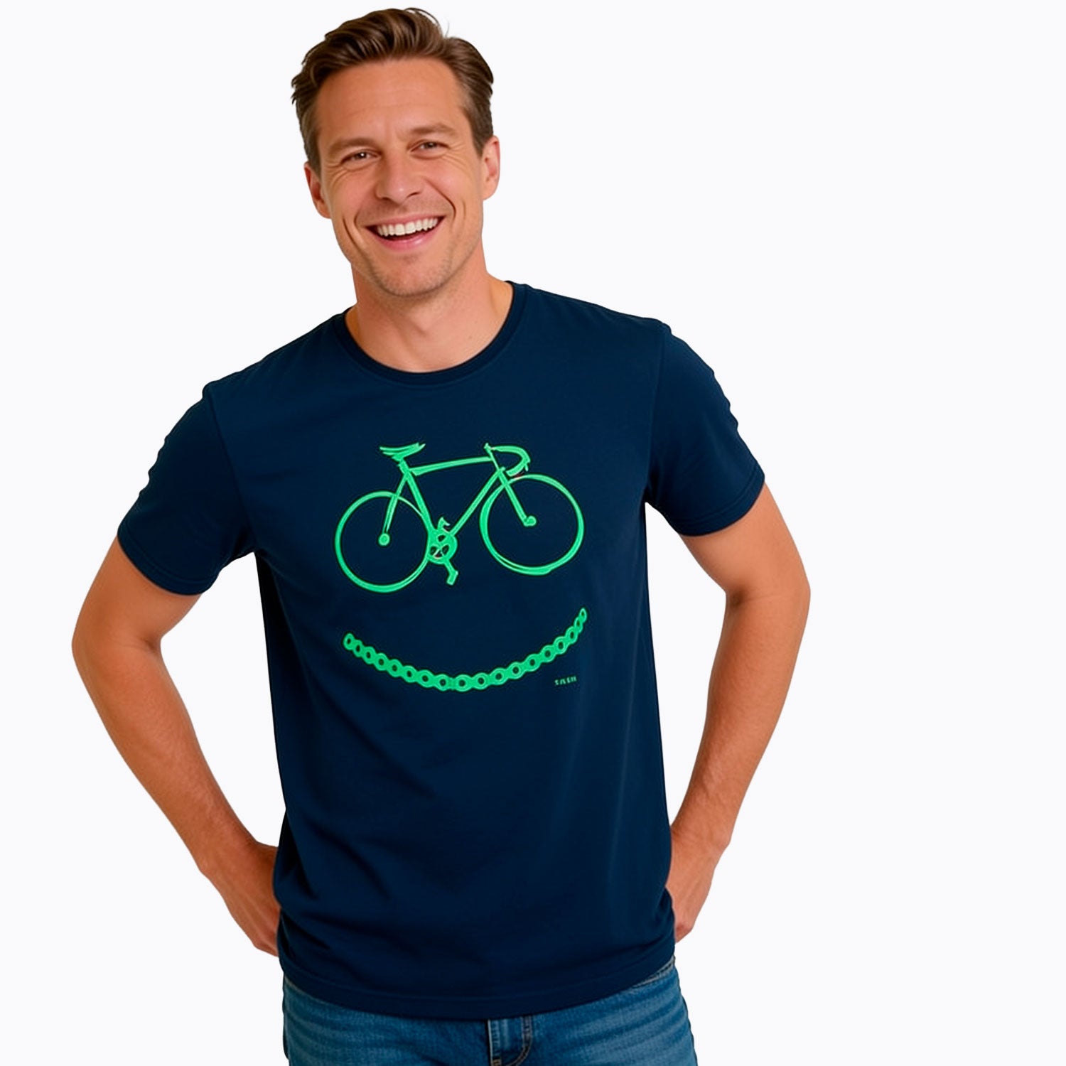 Męski T-shirt granatowy "rower"