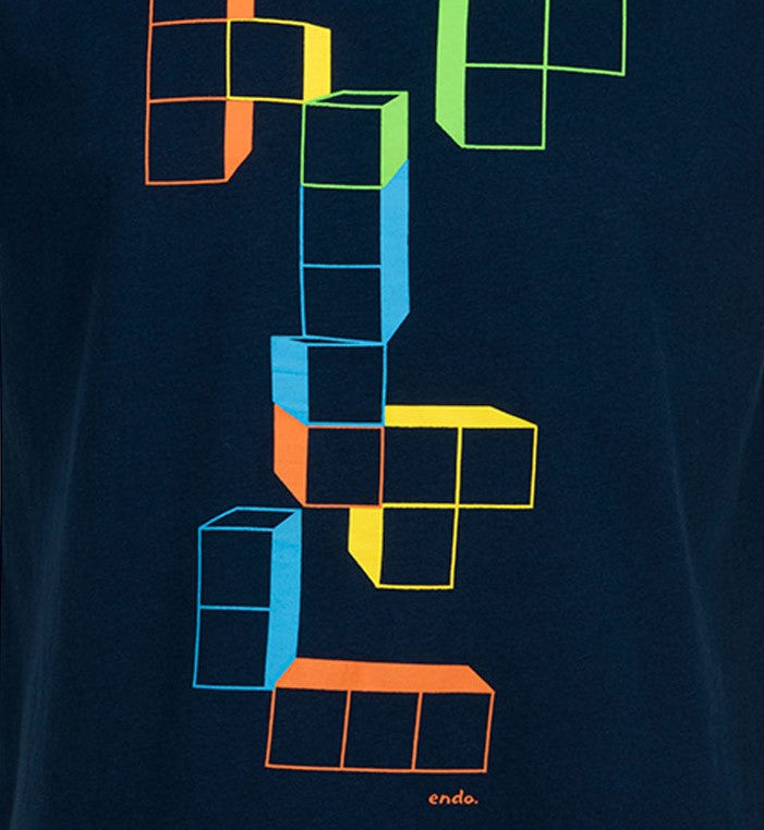 Męski t-shirt z krótkim rękawem, z motywem gry komputerowej, granatowy