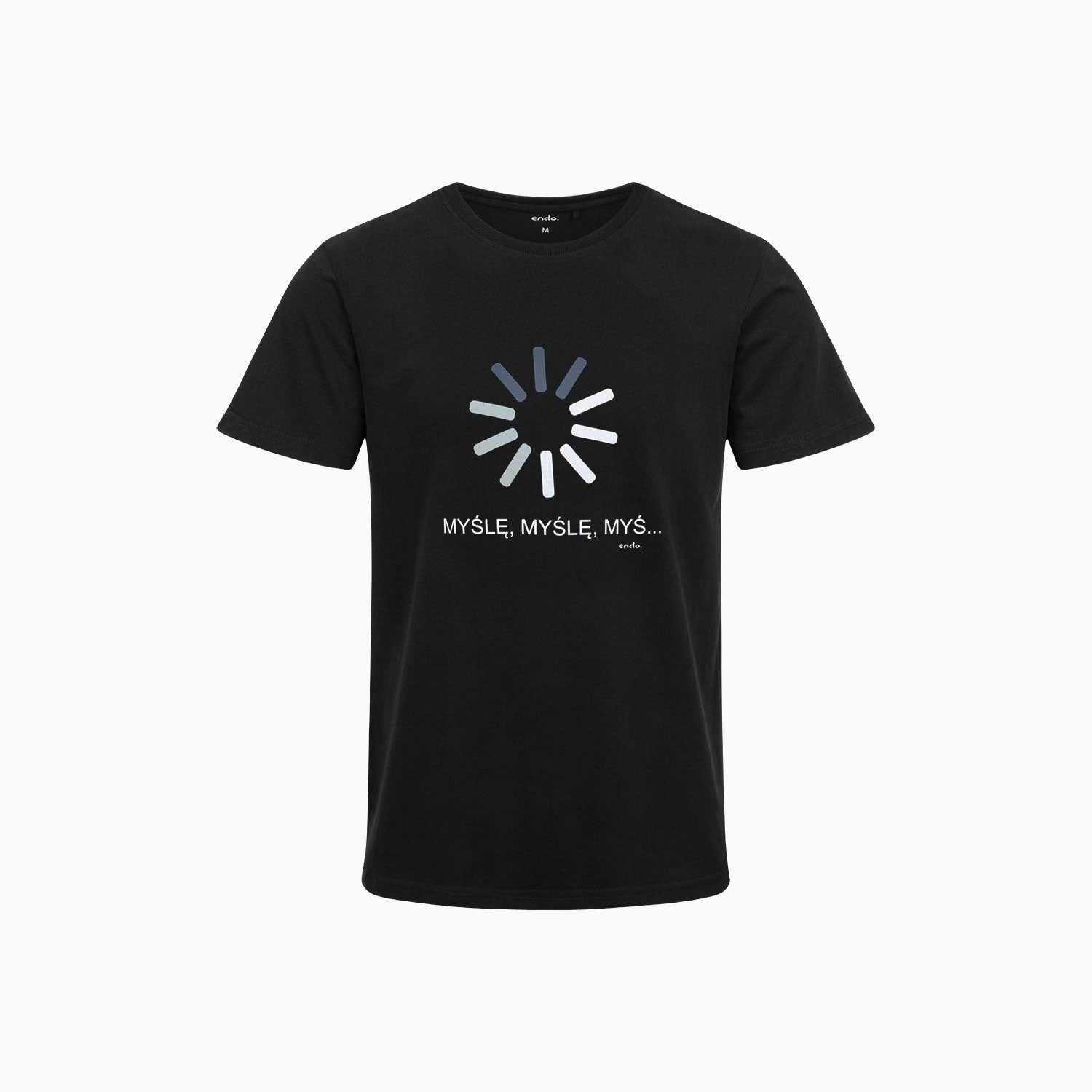 Męski T-shirt z krótkim rękawem czarny "myślę"