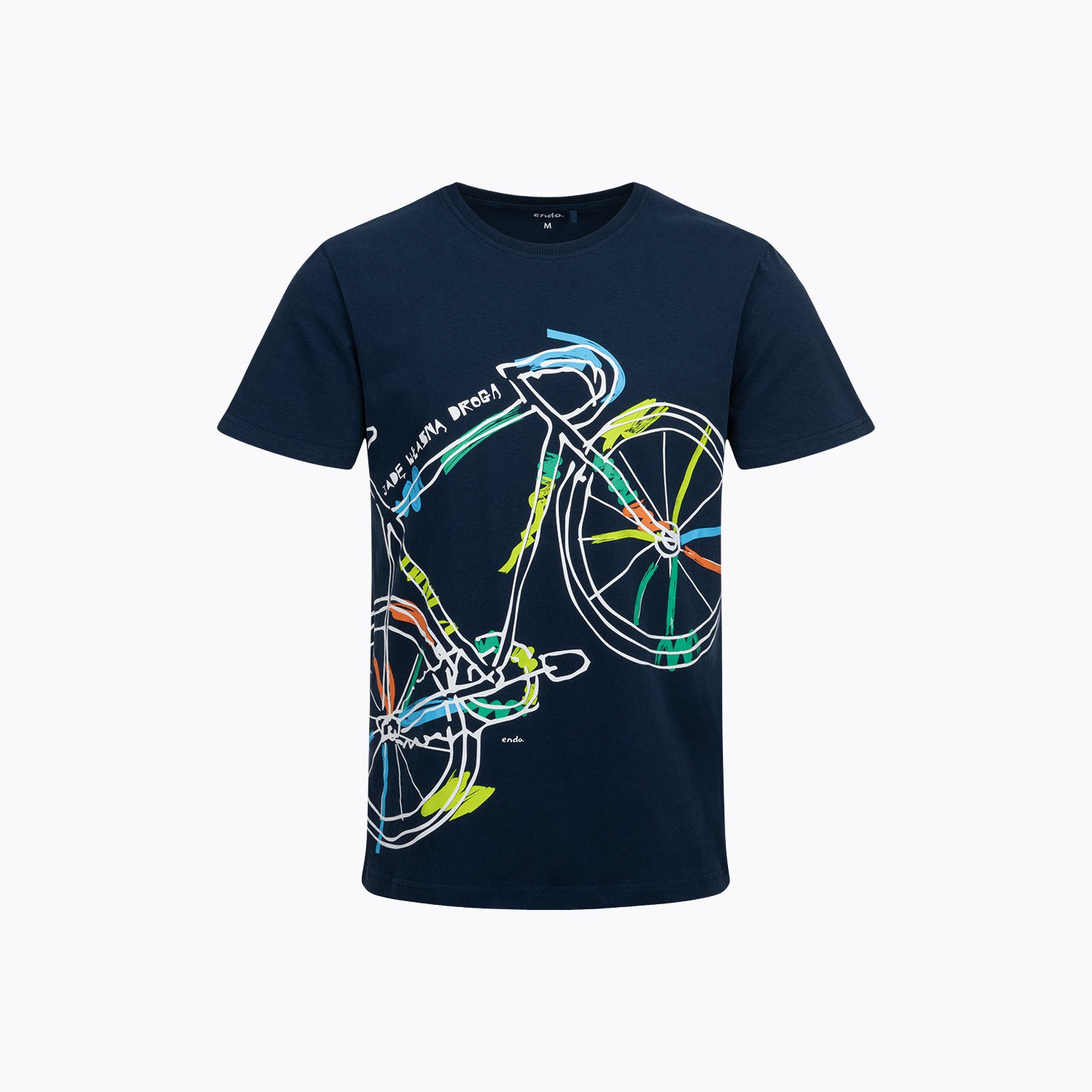 Męski t-shirt z krótkim rękawem, z rowerem, granatowy