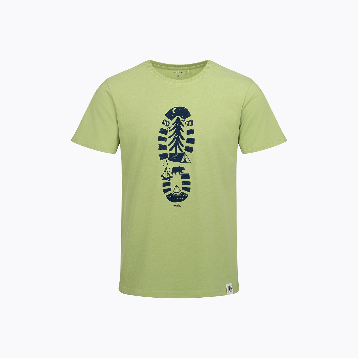 Męski t-shirt z krótkim rękawem, z traperem, zielony