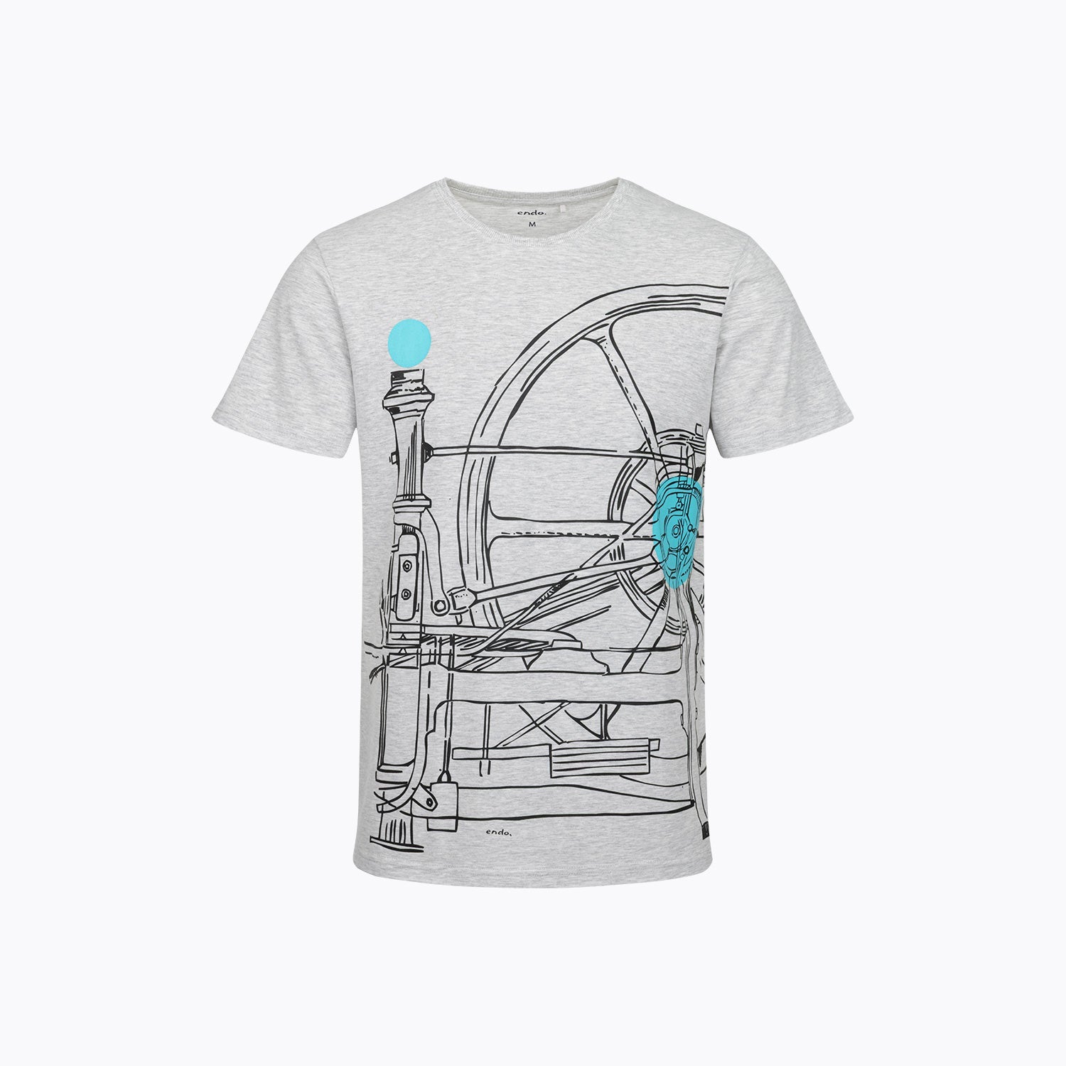 Męski T-shirt z krótkim rękawem jasnoszary "kołowrotek"