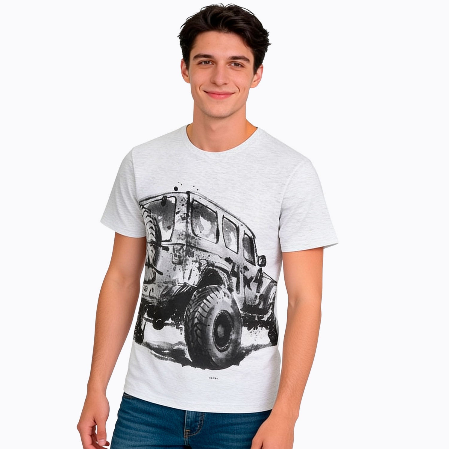 Męski T-shirt jasnoszary "4x4"