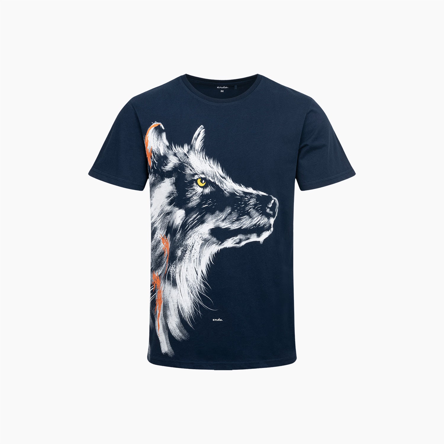 Męska piżama z krótkim rękawem, z wilkiem, granatowa