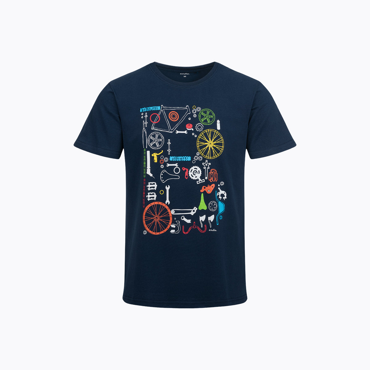 Męski t-shirt z krótkim rękawem, granatowy z motywem rowerowym