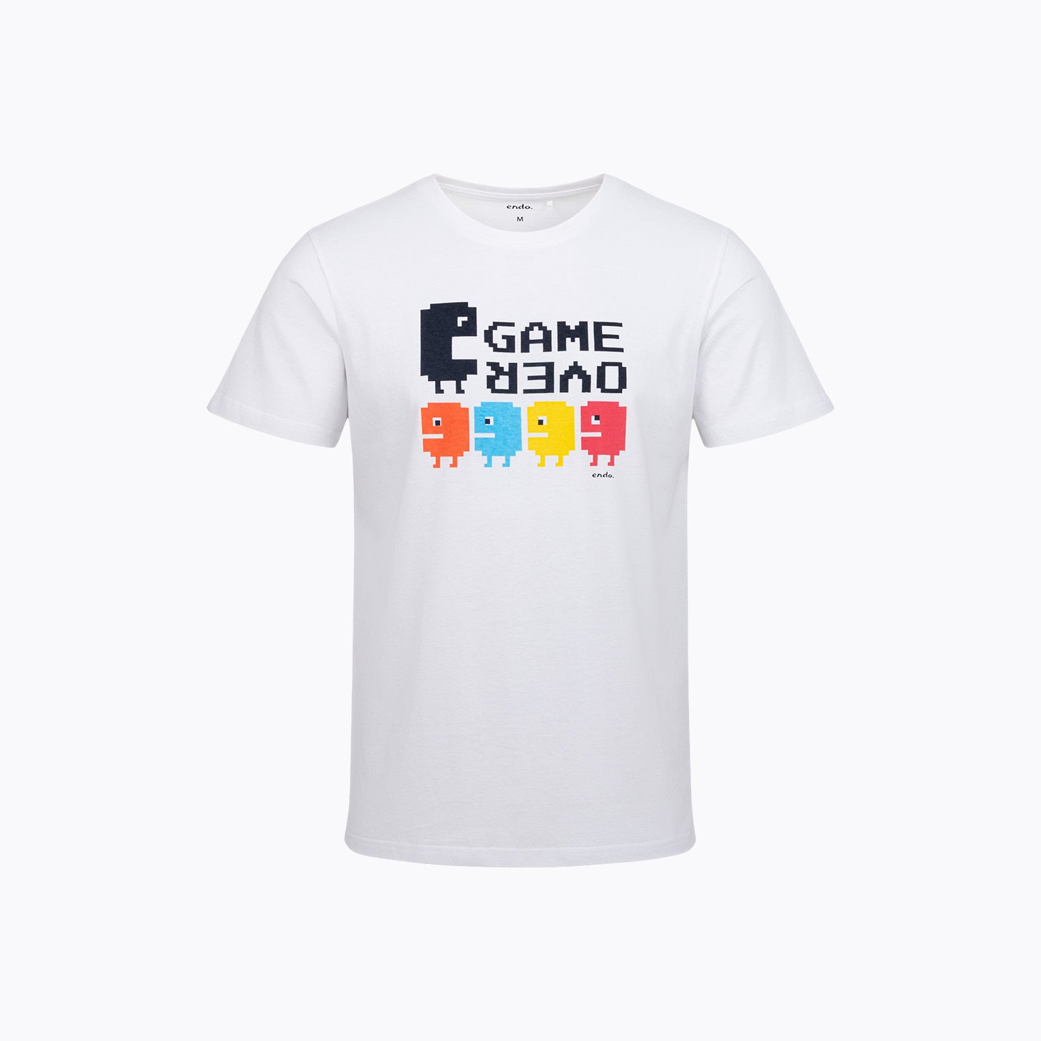Męski t-shirt z krótkim rękawem, biały z motywem gier
