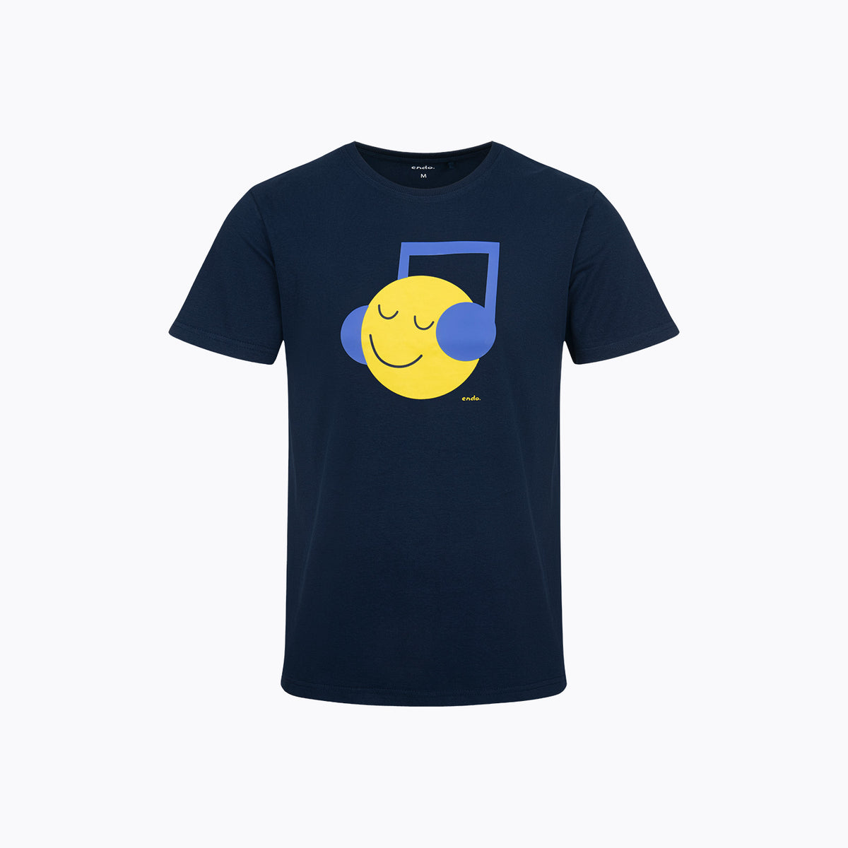 Męski t-shirt z krótkim rękawem, granatowy z emotką