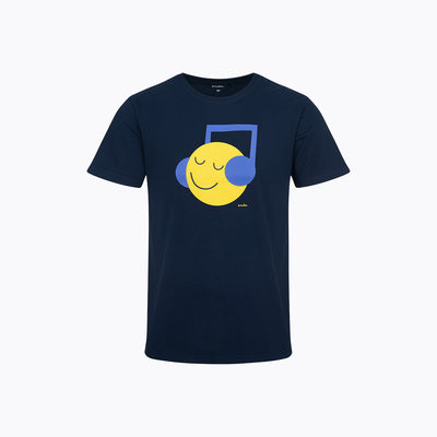 Męski t-shirt z krótkim rękawem, granatowy z emotką