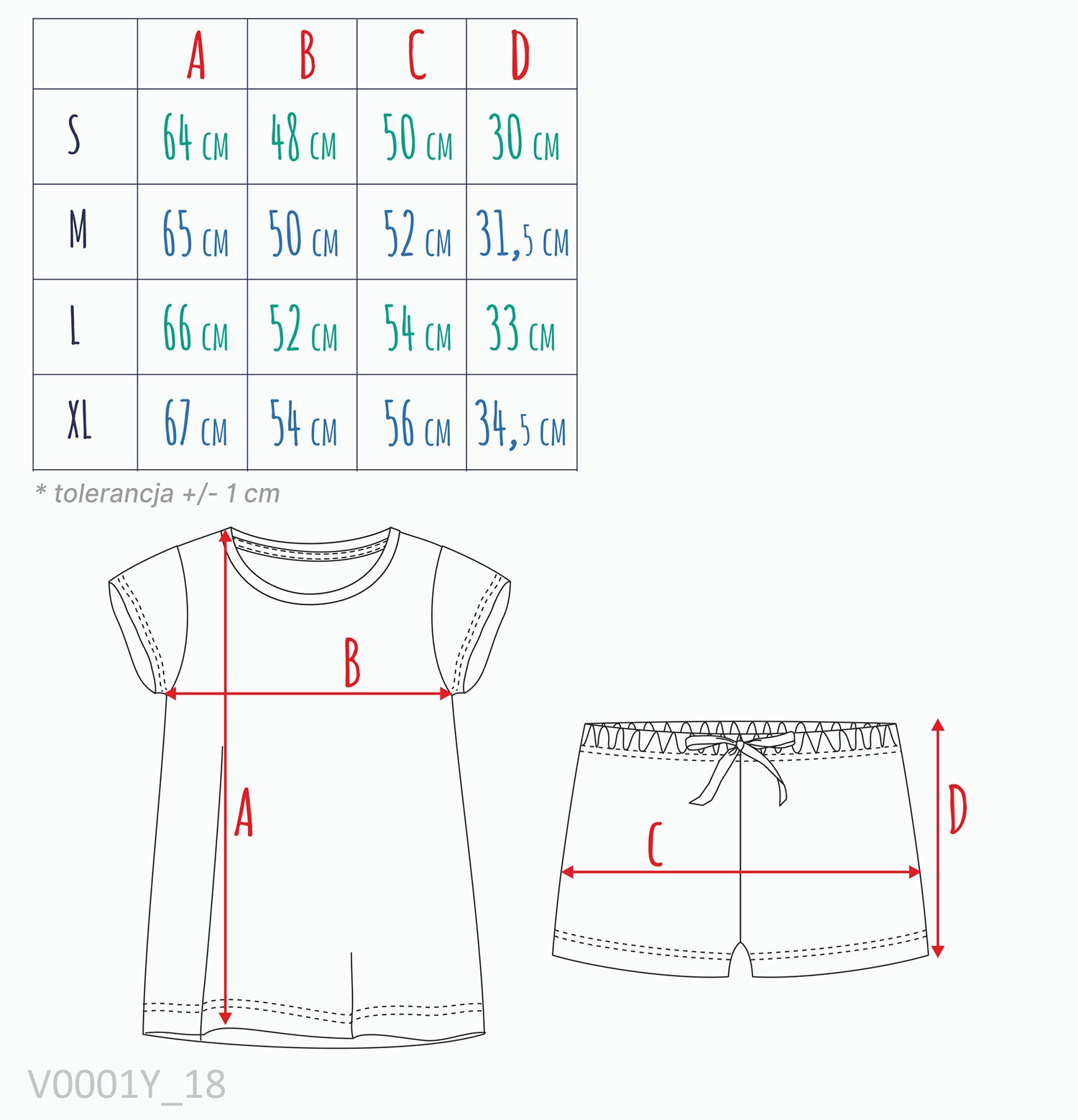 Damska piżama z krótkim rękawem, "Jedna na milion", granatowa