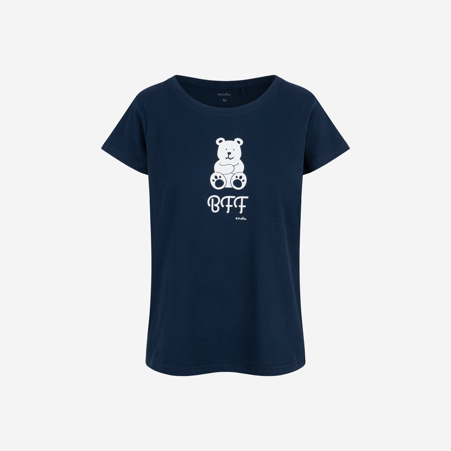 Damski t-shirt, z misiem, granatowy