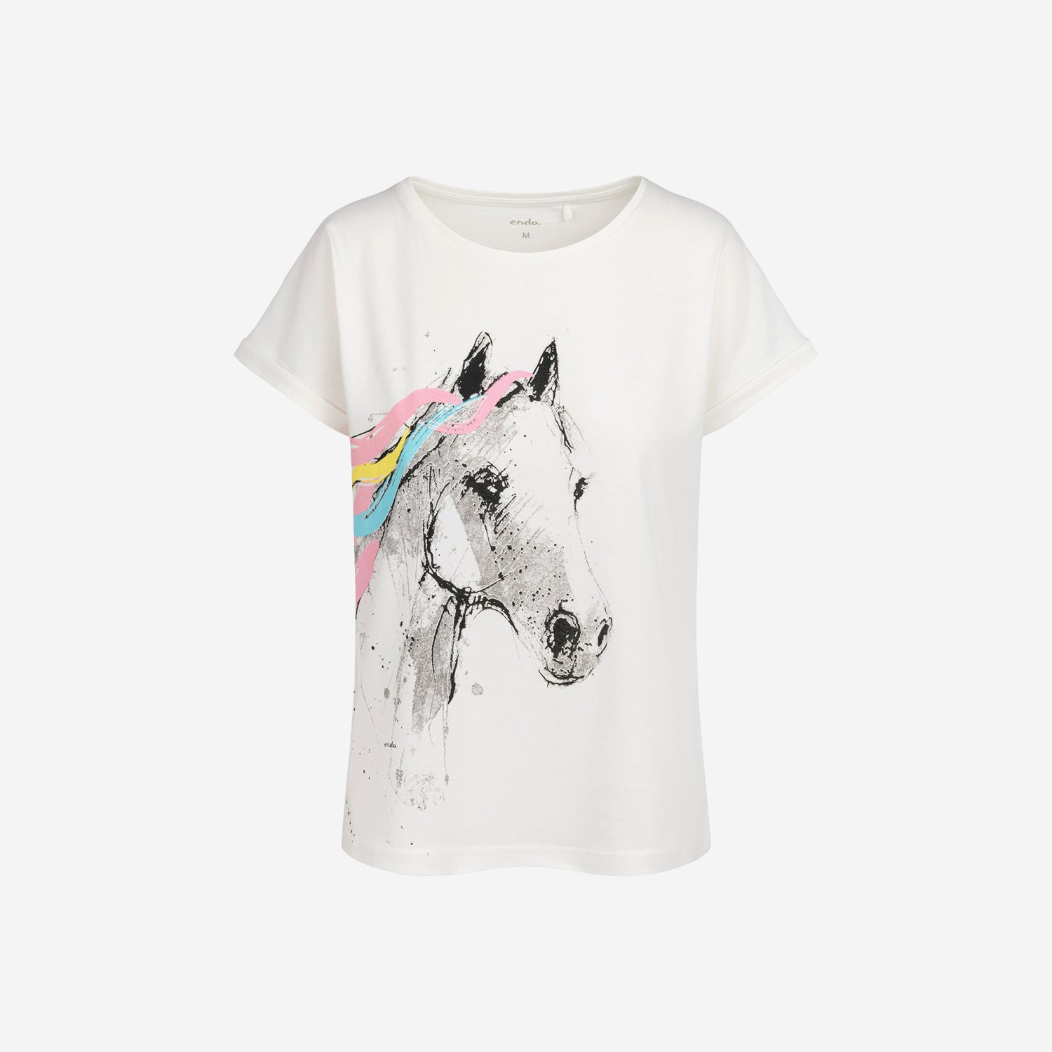 Damski t-shirt z krótkim rękawem, z koniem