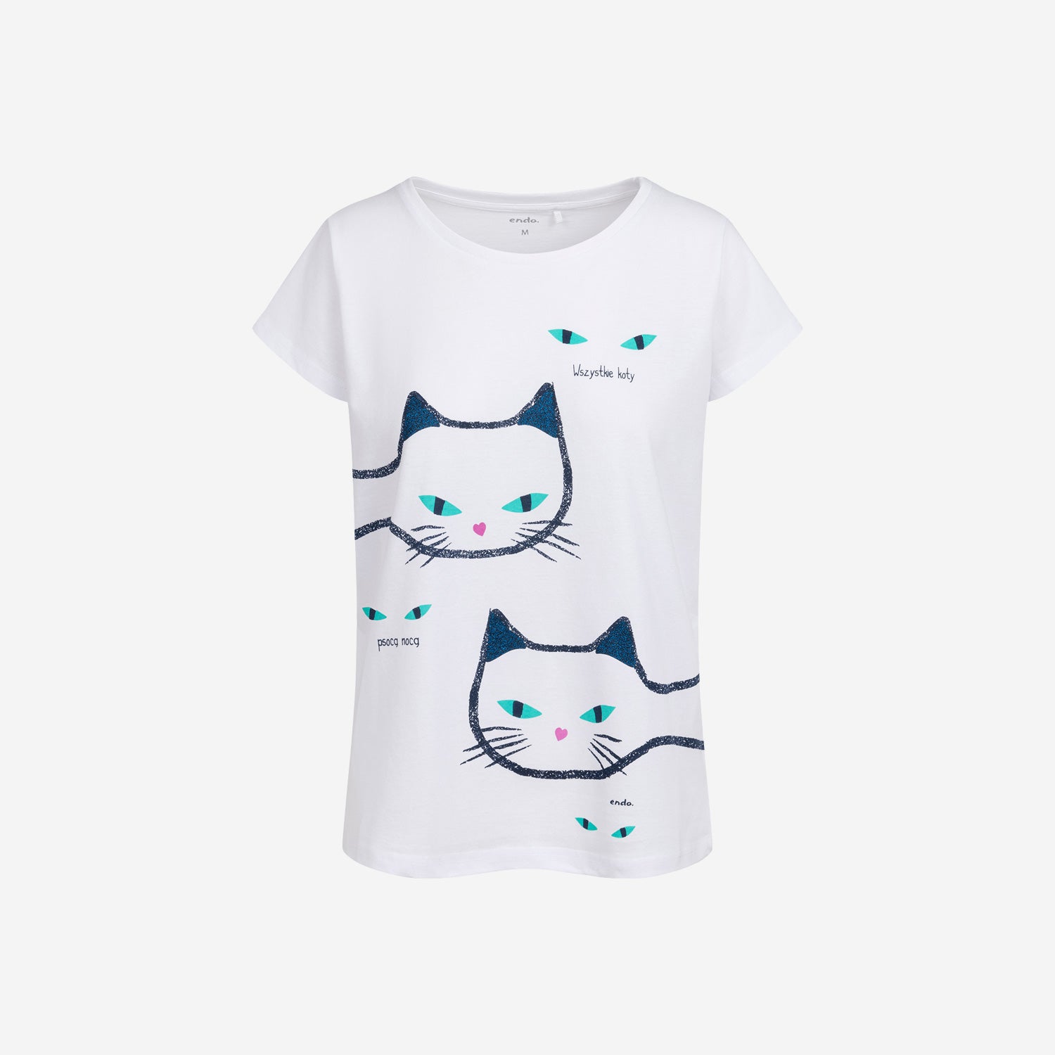 Damski t-shirt z krótkim rękawem, z kotami