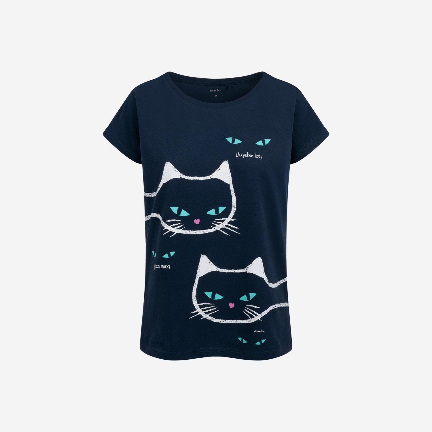 Damski t-shirt z krótkim rękawem, z kotami