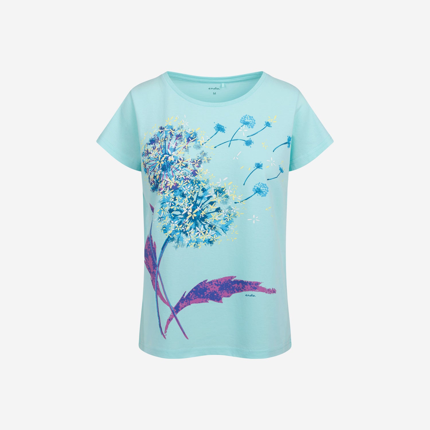 Damski t-shirt z krótkim rękawem, z dmuchawcami, niebieski