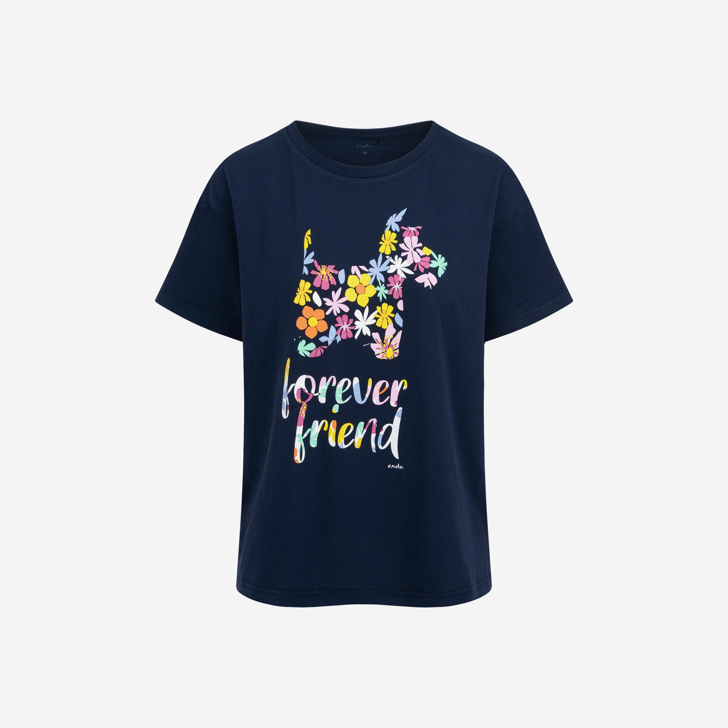 Damski t-shirt z krótkim rękawem, z napisem "Forever Friend", granatowy
