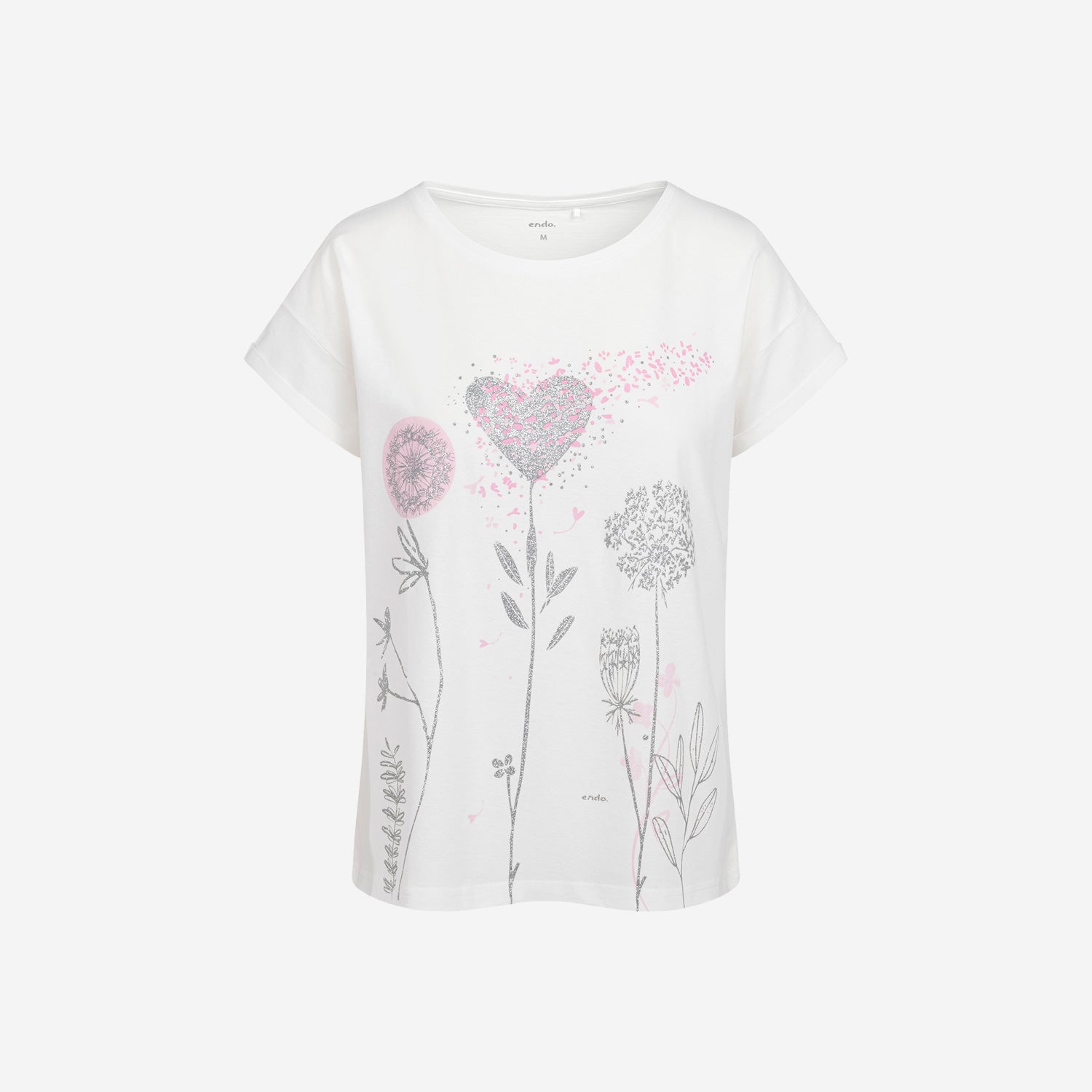 Damski t-shirt z krótkim rękawem, z dmuchawcami, biały