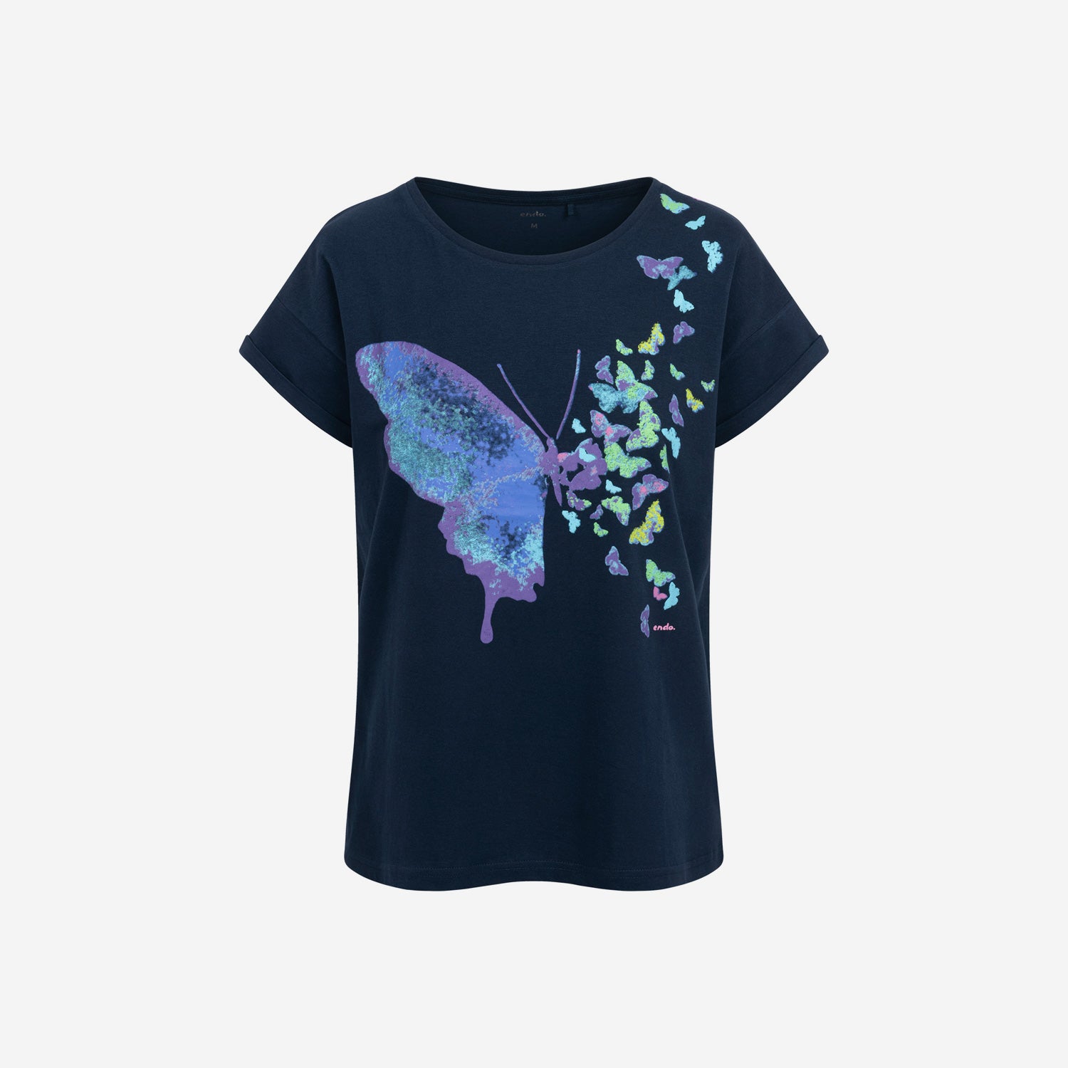Damski t-shirt z krótkim rękawem, z motylem