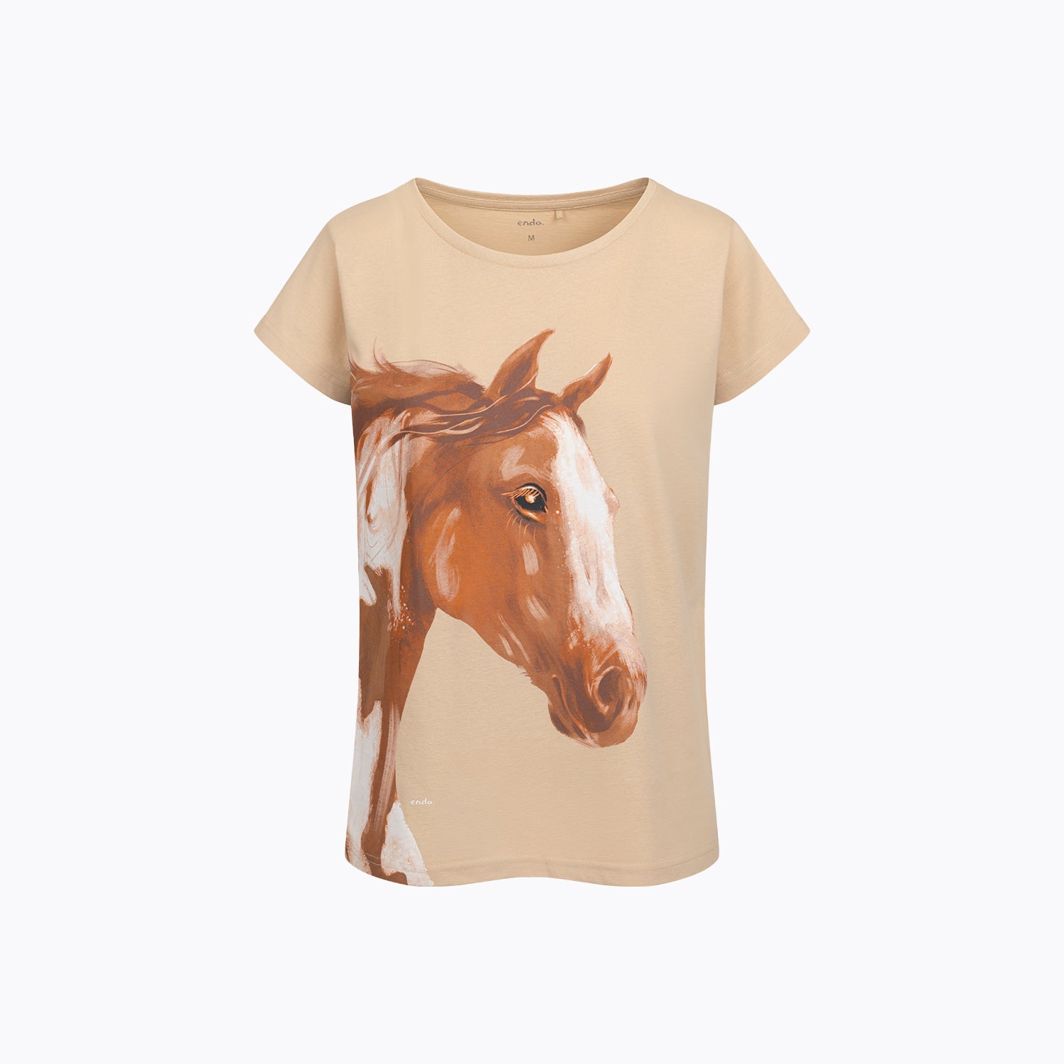 T-shirt damski beżowy koń