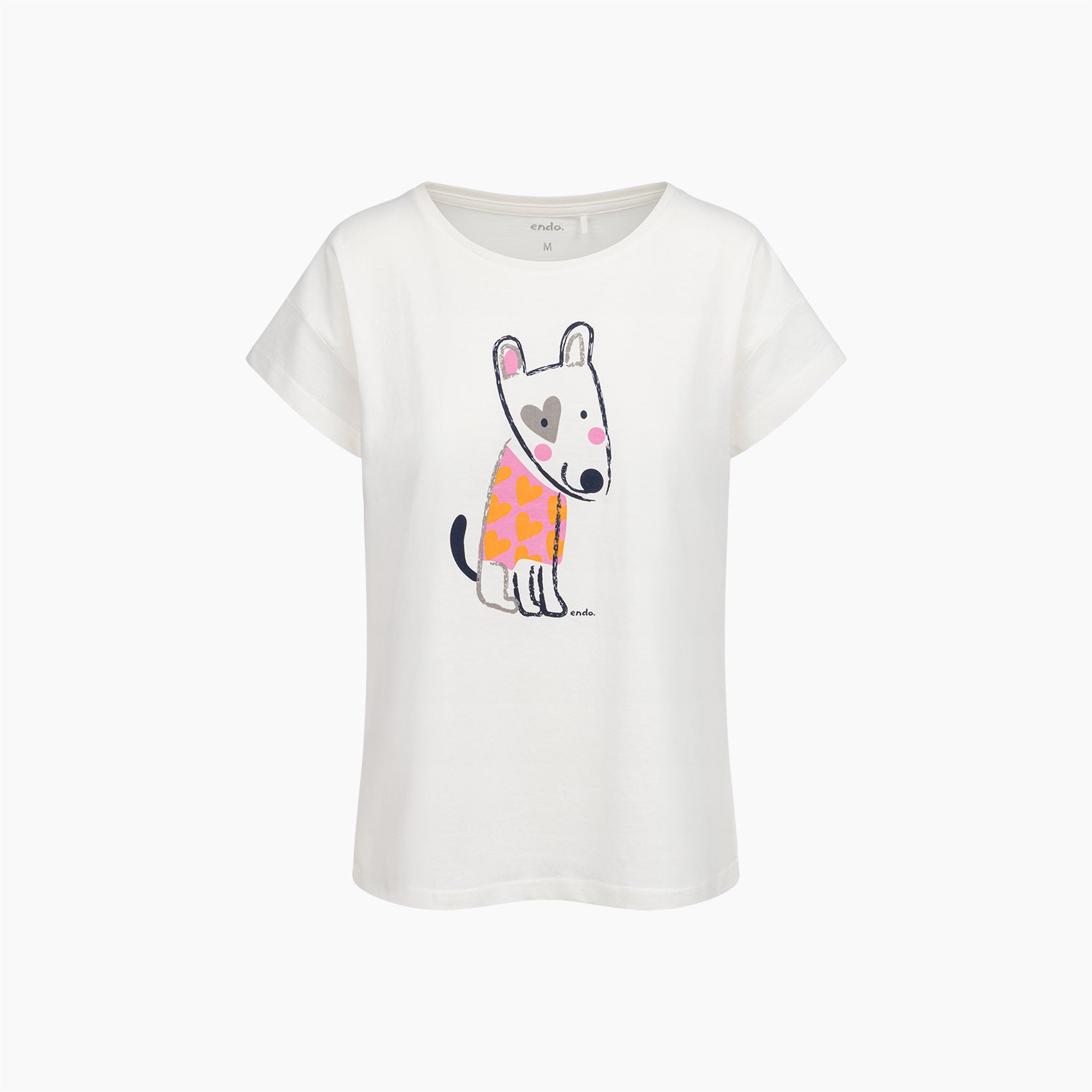 Damska bluzka z krótkim rękawem, z pieskiem, biała