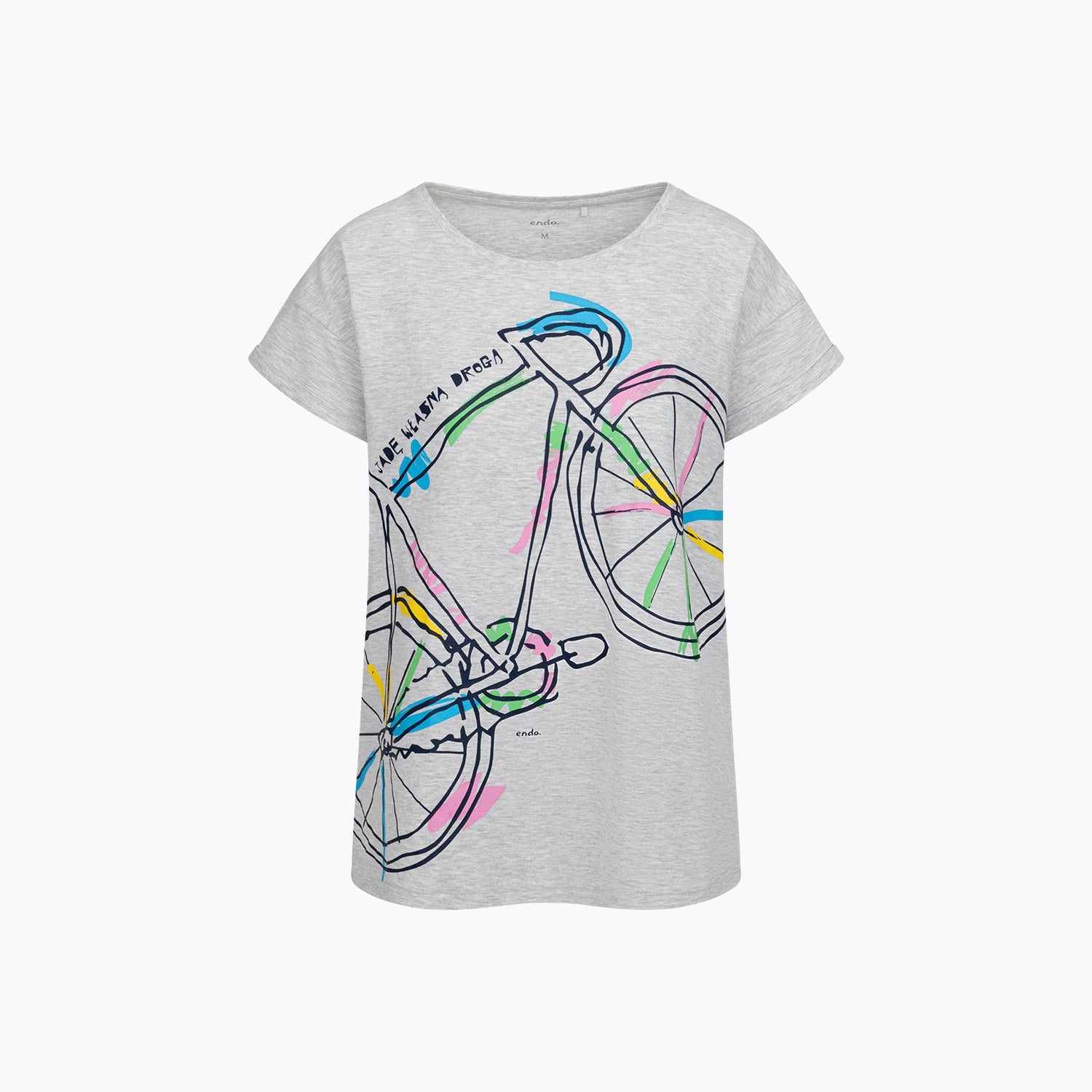 T-shirt damski z krótkim rękawem szary jadę własną drogą