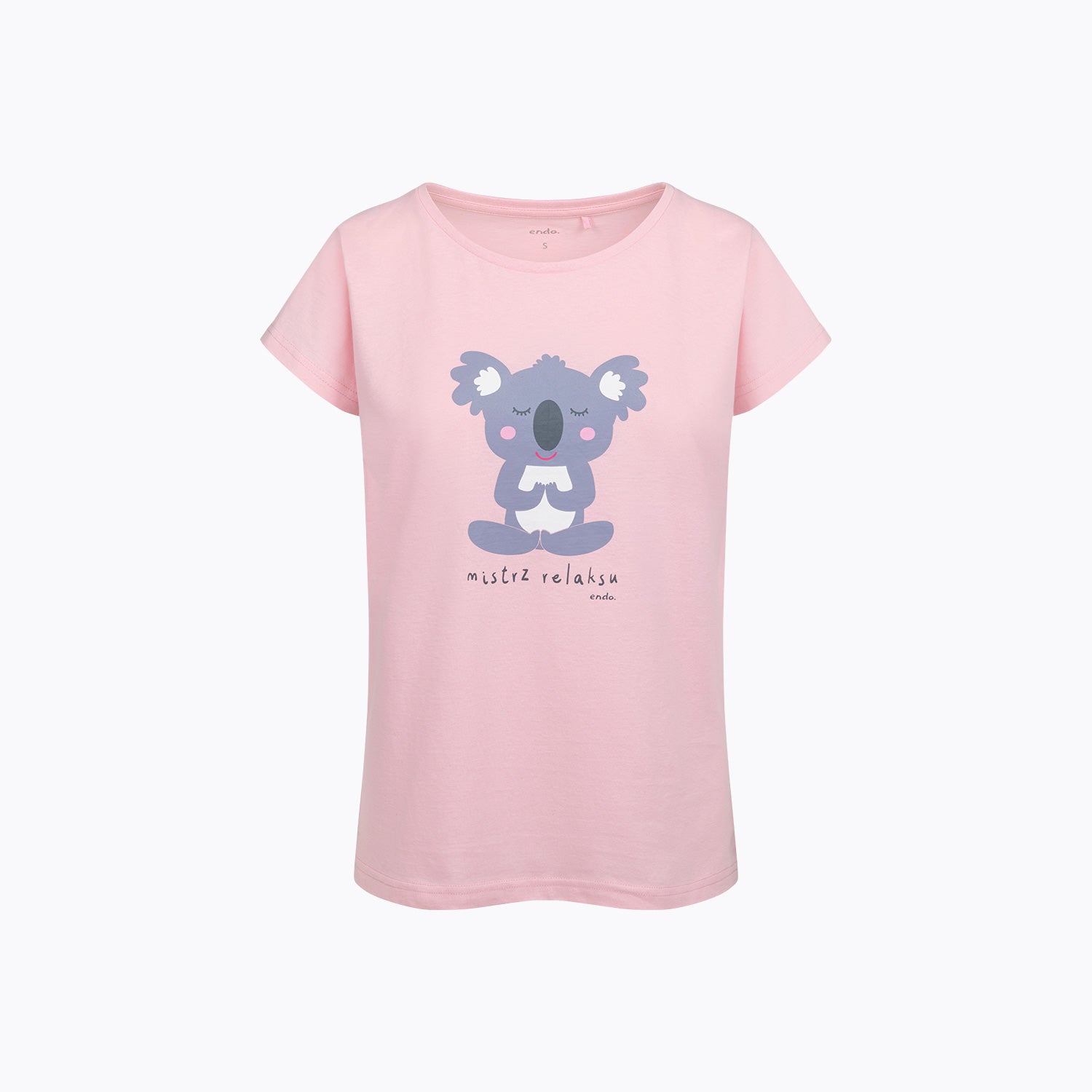 Damski t-shirt z krótkim rękawem, z koalą, różowy