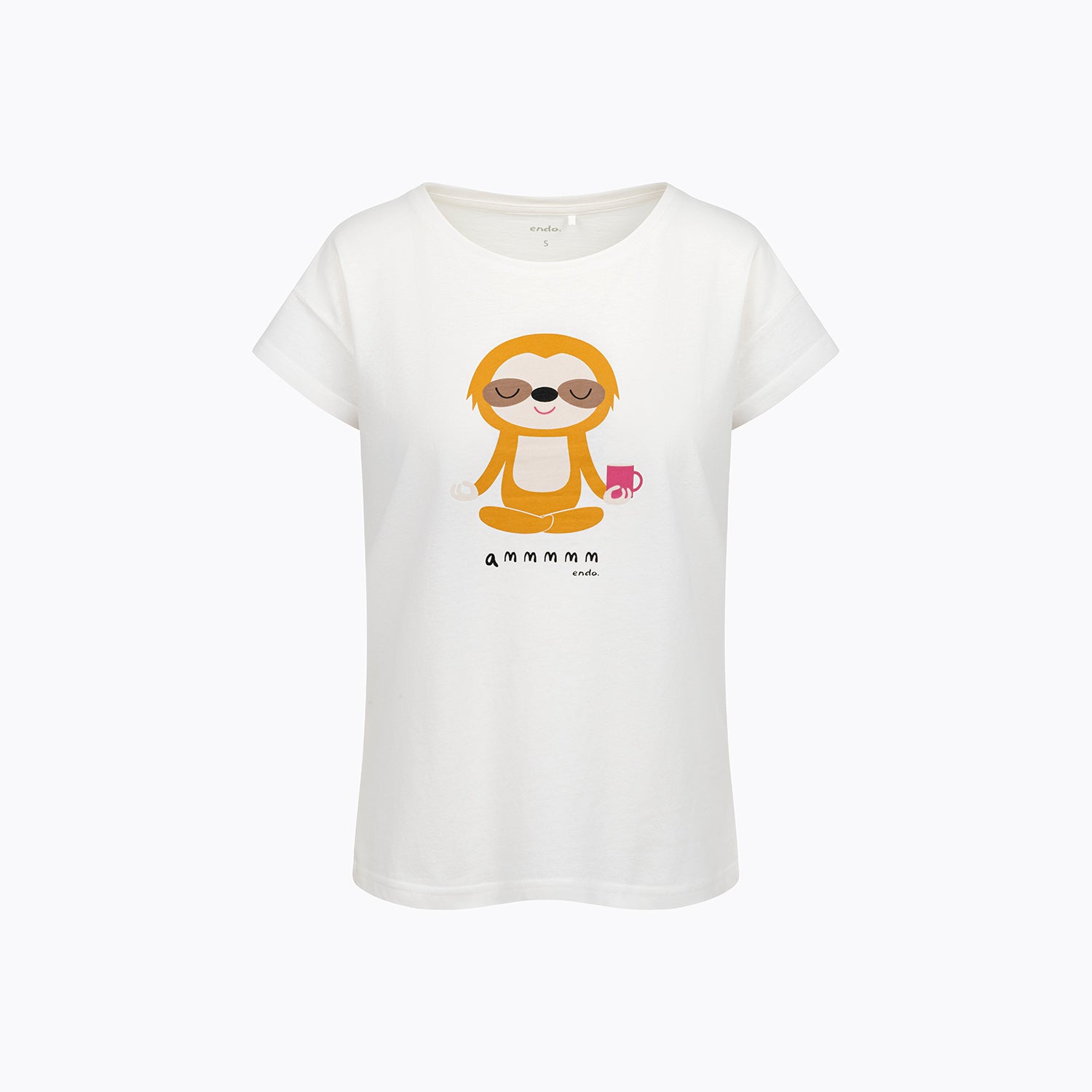 Damski t-shirt z krótkim rękawem, z motywem yogi, biały