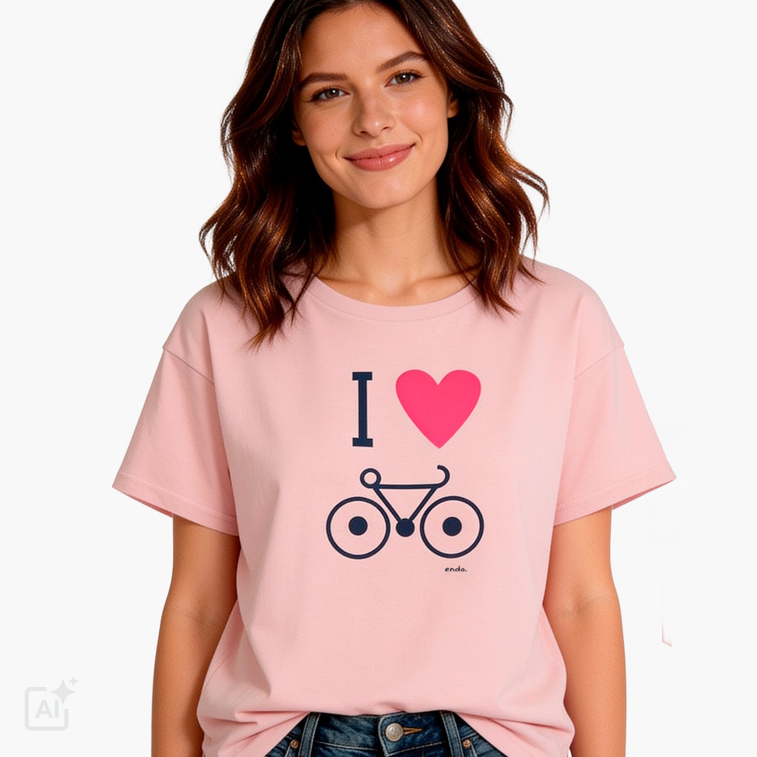 Damski t-shirt z krótkim rękawem, różowy z motywem rowerowym