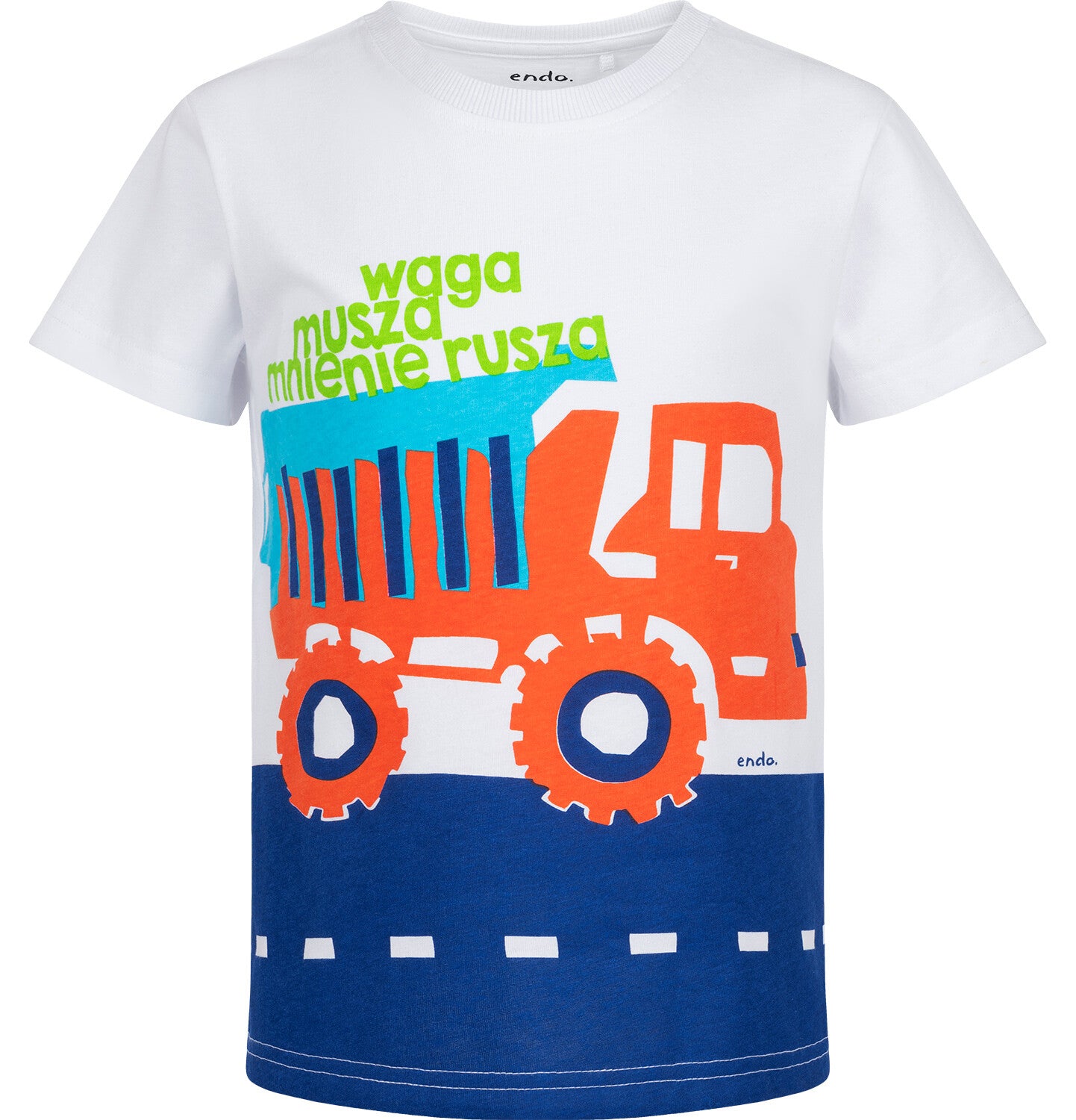 Boy's short-sleeved T-shirt with a dump truck, white, 2-8 years old