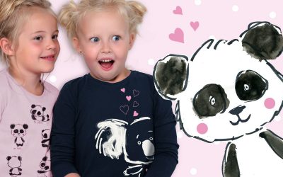 Ubrania z misiem koalą i pandą – Kolekcja Przytulasy dla dziewczynek