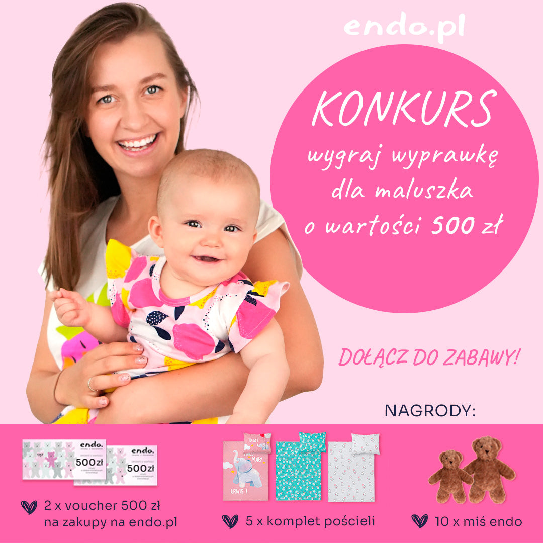 Grafika z misiem endo informująca o rozdaniu na instagramie.