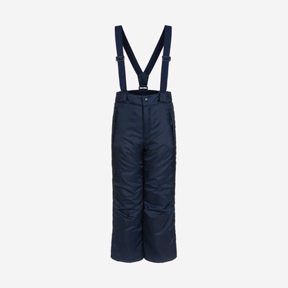 Insulated trousers with suspenders for boys aged 9-13, navy blue