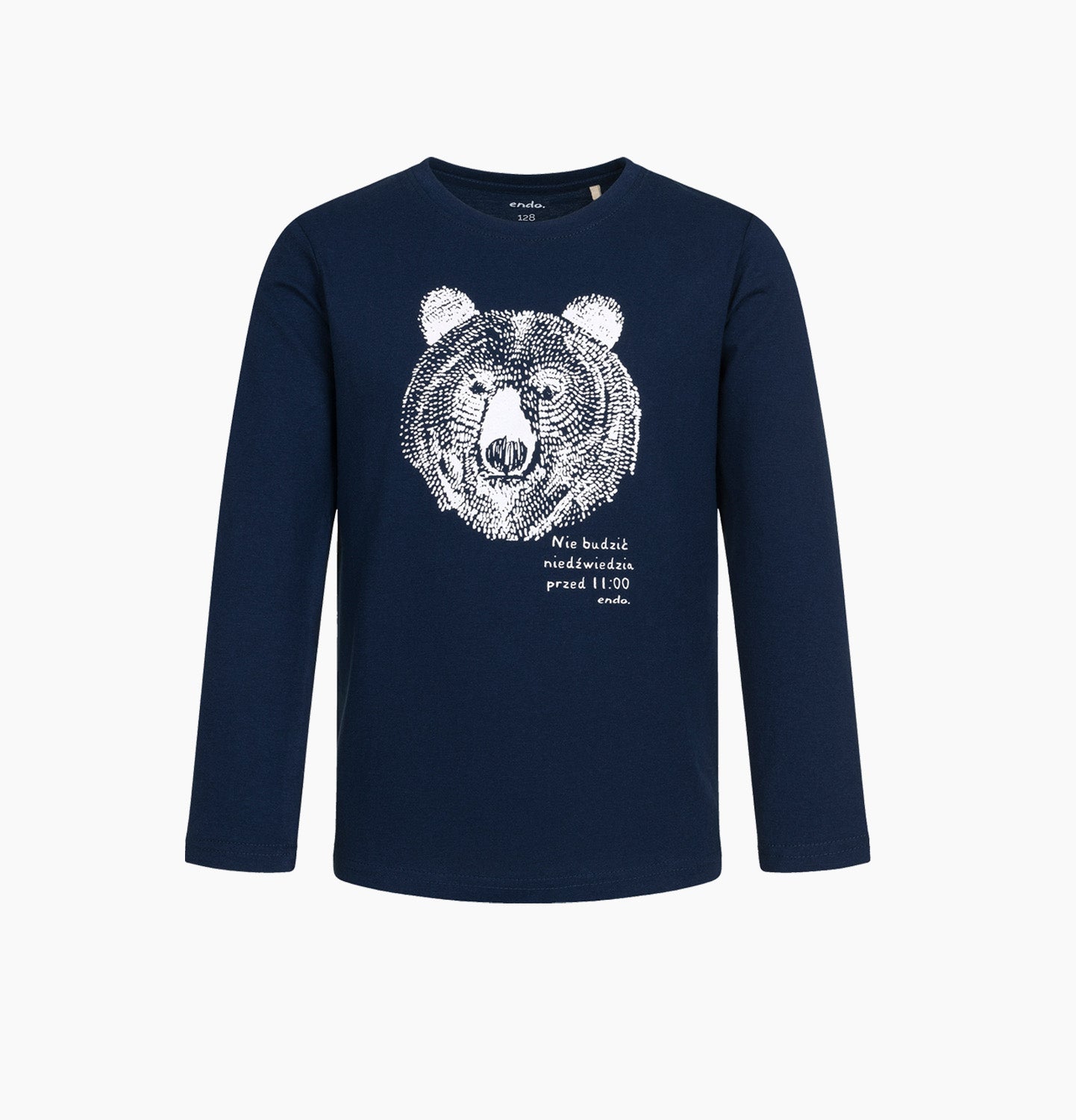 Piżama z długim rękawem dla chłopca, z niedźwiedziem, granatowa 5-8 lat