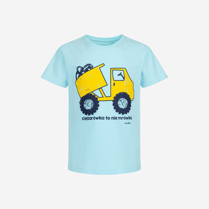T-shirt z krótkim rękawem dla chłopca, z wywrotką, niebieski 2-8 lat