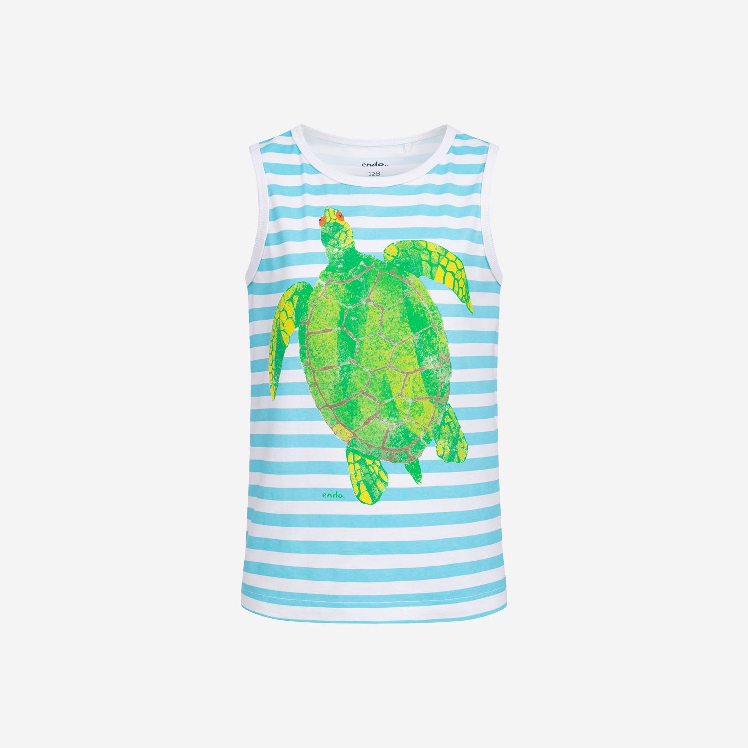 T-shirt bez rękawów dla chłopca, z żółwiem, w paski 3-8 lat