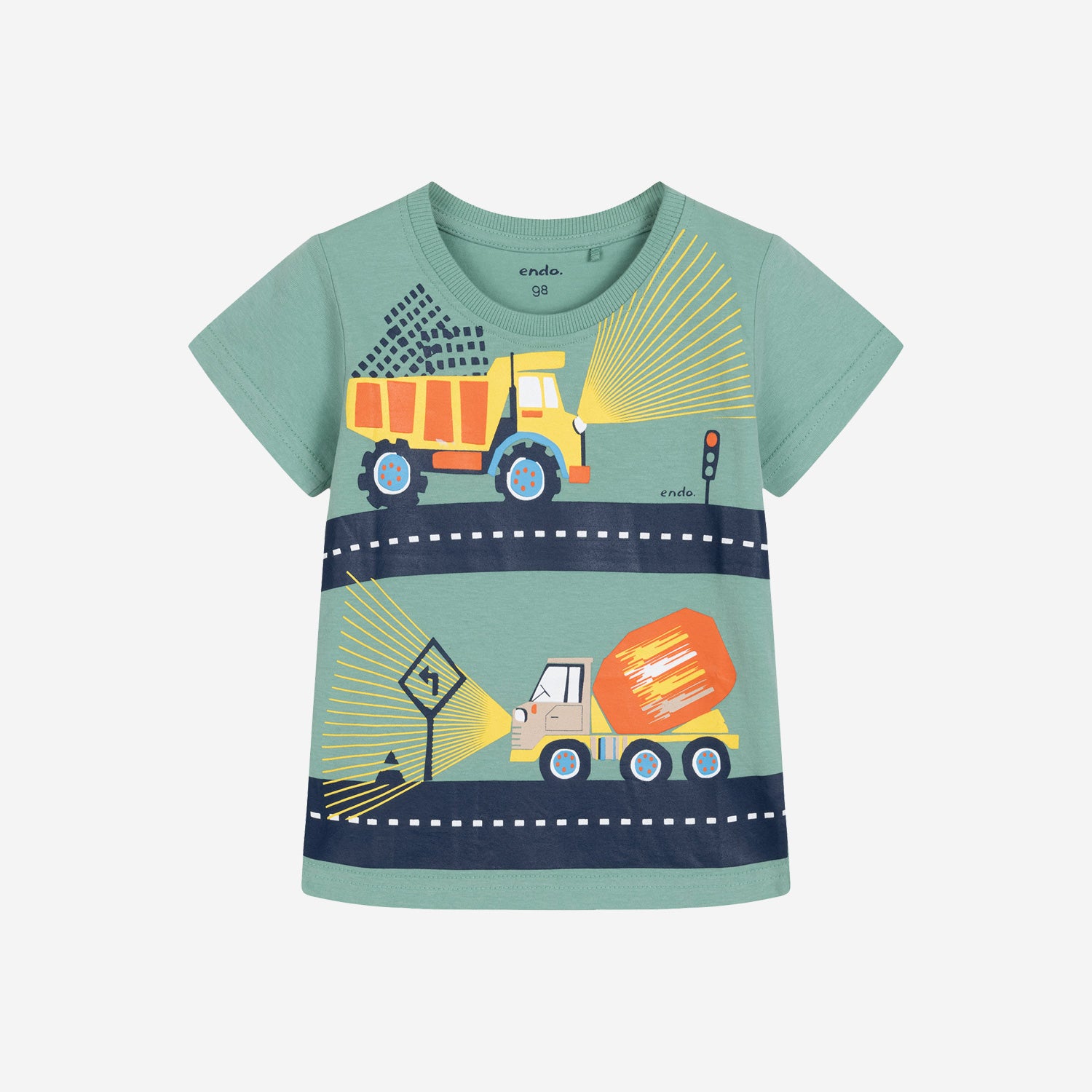 T-shirt z krótkim rękawem dla chłopca, z pojazdami 3-8 lat