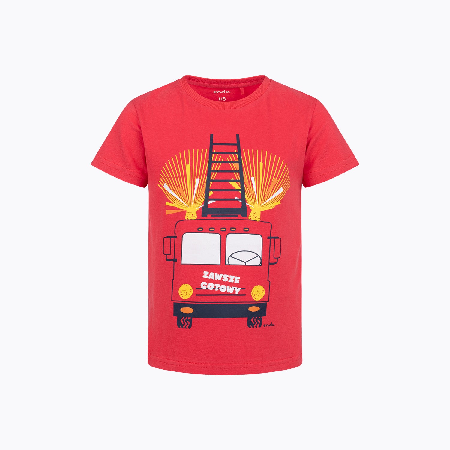 T-shirt z krótkim rękawem dla chłopca, z wozem strażackim 3-8 lat