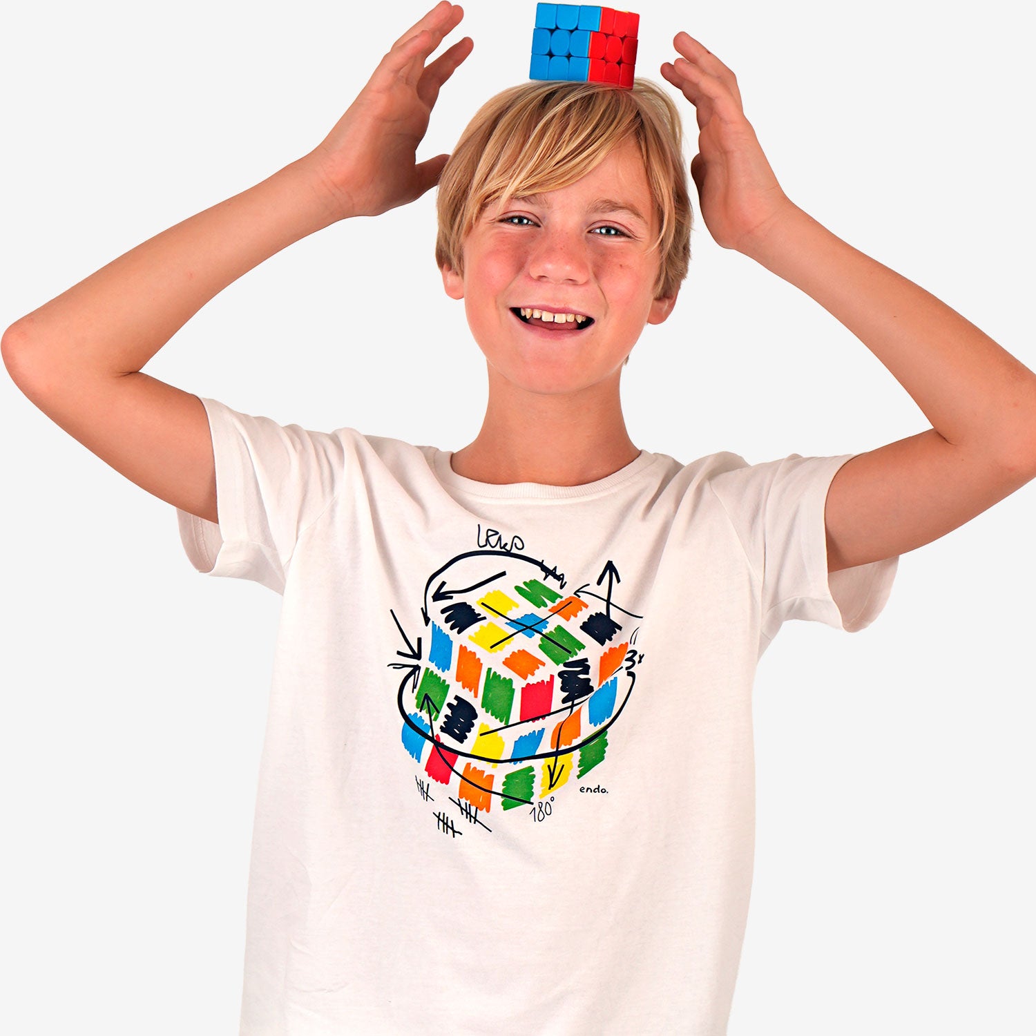 T-shirt z krótkim rękawem dla chłopca, z kostką Rubika 9-13 lat