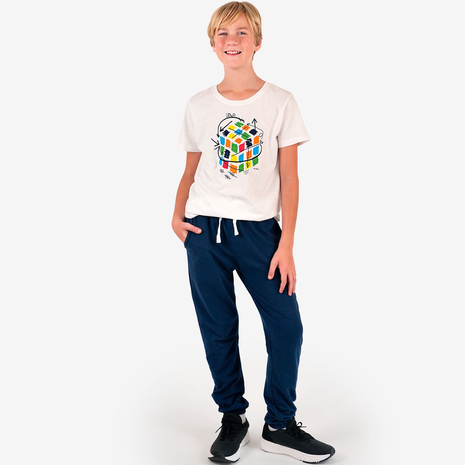 T-shirt z krótkim rękawem dla chłopca, z kostką Rubika 9-13 lat