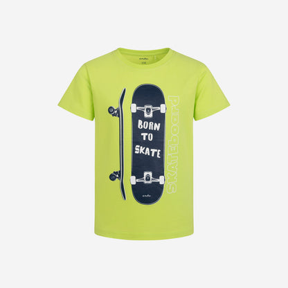 T-shirt z krótkim rękawem dla chłopca, z deskorolką, żółty 9-13 lat