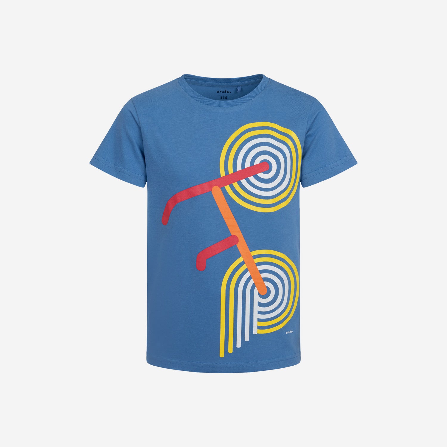 T-shirt z krótkim rękawem dla chłopca, z rowerem, niebieski 9-13 lat