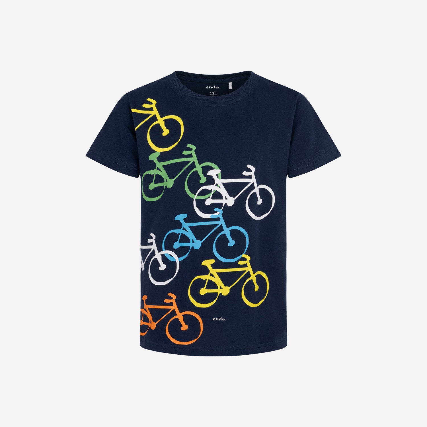T-shirt z krótkim rękawem dla chłopca, z motywem rowerowym, granatowy 9-13 lat