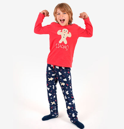 Piżama z długim rękawem dla chłopca, z napisem "CIACHO", czerwona 9-13 lat