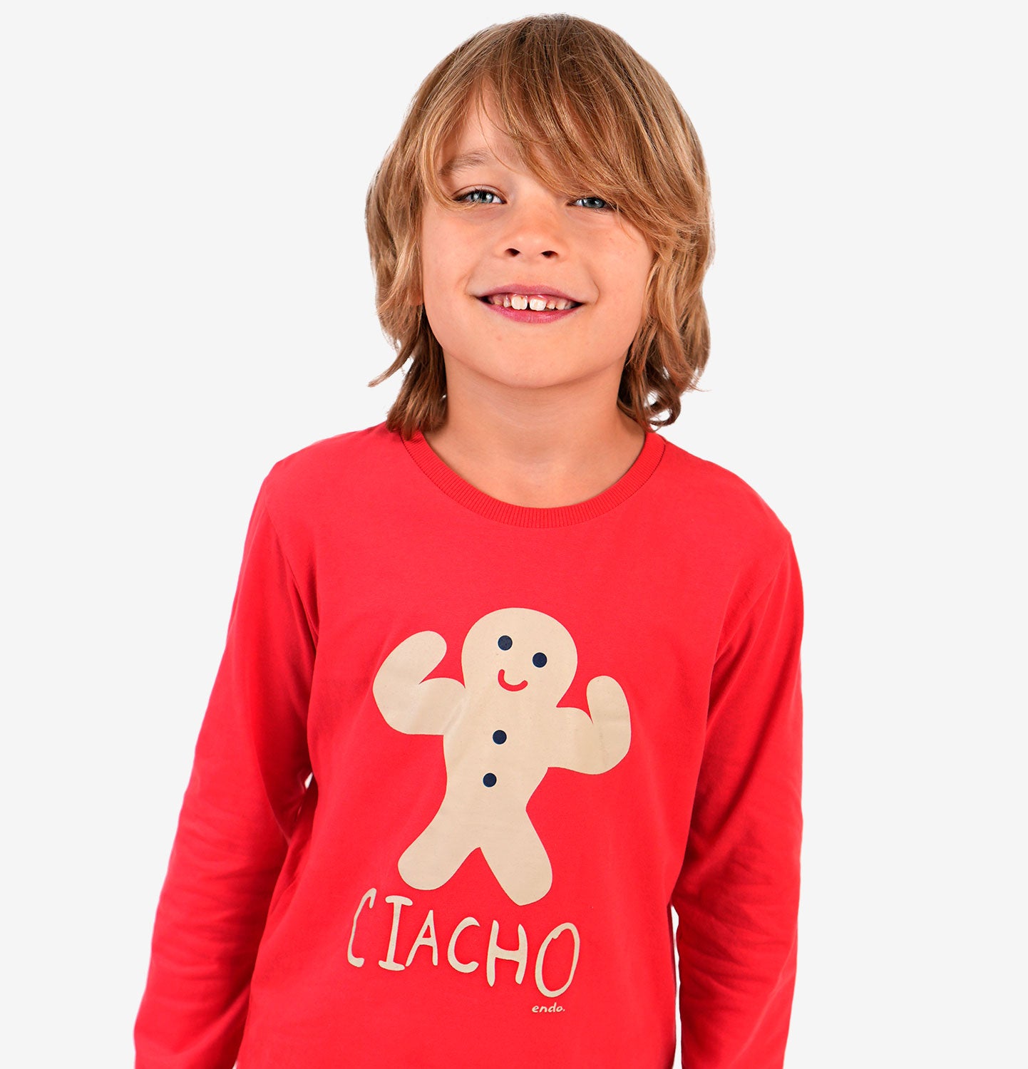 Piżama z długim rękawem dla chłopca, z napisem "CIACHO", czerwona 9-13 lat