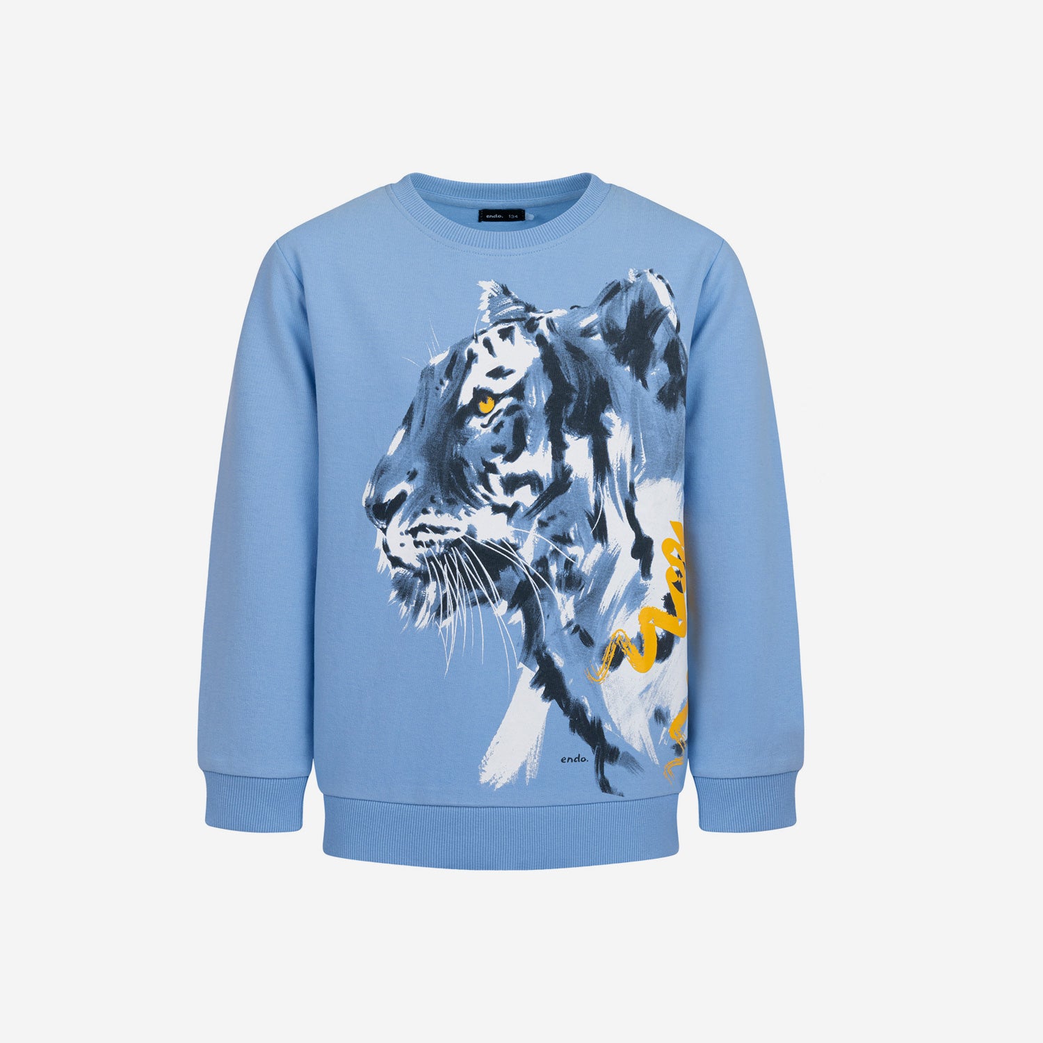Boy's long-sleeved tiger sweatshirt, blue, 9-13 years old