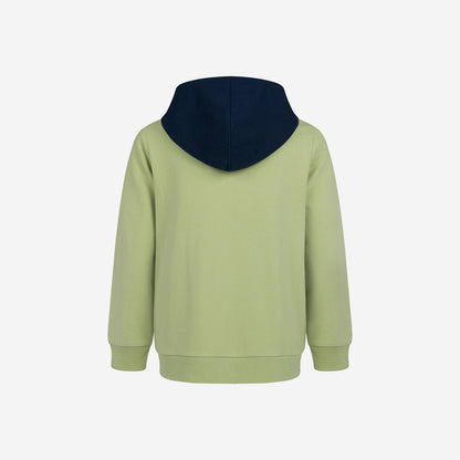 Boy's long-sleeved zip-up hoodie with lion, green, 9-13 years old