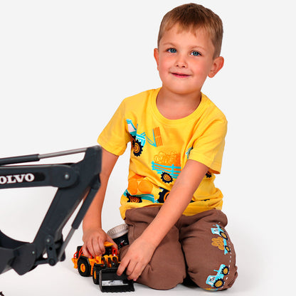 T-shirt z krótkim rękawem dla chłopca, z traktorami 3-8 lat