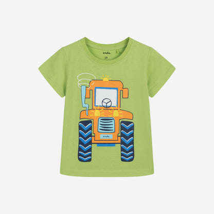 T-shirt z krótkim rękawem dla chłopca, z traktorem 3-8 lat